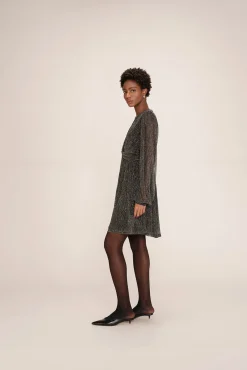 Grace & Mila Vestidos-Vestido curto de chiffon com lurex Cinzento