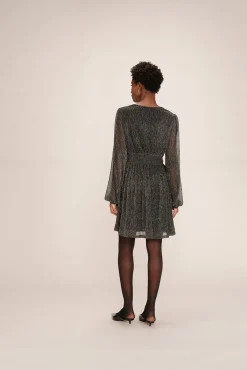 Grace & Mila Vestidos-Vestido curto de chiffon com lurex Cinzento