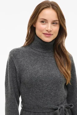 Vila Vestidos-Vestido curto de malha Cinzento