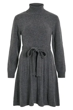 Vila Vestidos-Vestido curto de malha Cinzento