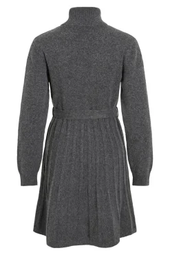 Vila Vestidos-Vestido curto de malha Cinzento