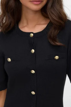 Vero Moda Vestidos-Vestido curto de malha com botões dourados Preto