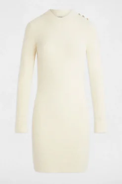 Morgan Vestidos-Vestido curto de malha justa Ecru