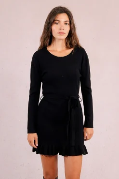 Molly Bracken Vestidos-Vestido curto de manga comprida com laçada Preto