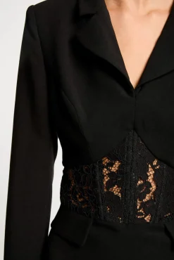 Morgan Vestidos-Vestido curto de renda justo Preto