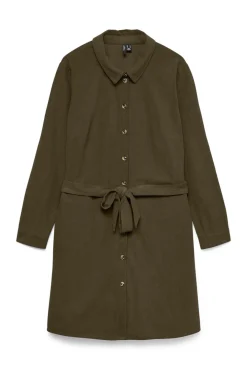 Vero Moda Curve Vestidos-Vestido curto de veludo cotelê plus size Verde