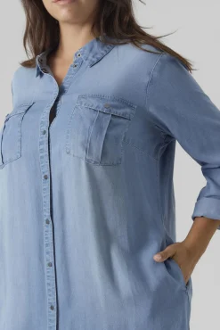 Vero Moda Curve Vestidos-Vestido curto denim tamanho grande Azul