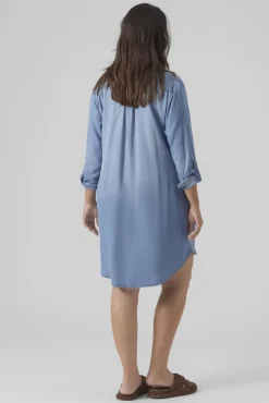 Vero Moda Curve Vestidos-Vestido curto denim tamanho grande Azul