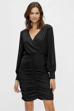 Vila Vestidos-Vestido curto entalhado franzido Preto