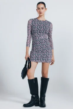 Springfield Vestidos-Vestido curto estampado preto