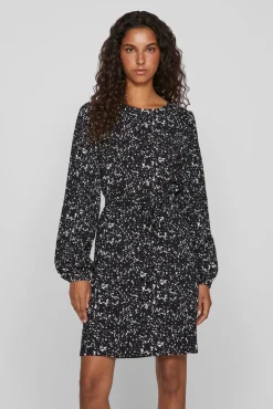Vila Vestidos-Vestido curto estampado Preto