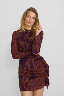 Silbon Vestidos-Vestido curto estampado drapeado Multicolorido