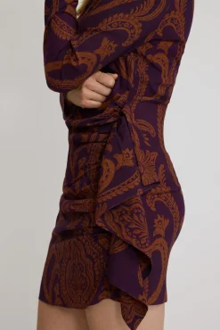 Silbon Vestidos-Vestido curto estampado drapeado Multicolorido