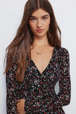 Springfield Vestidos-Vestido curto floral preto