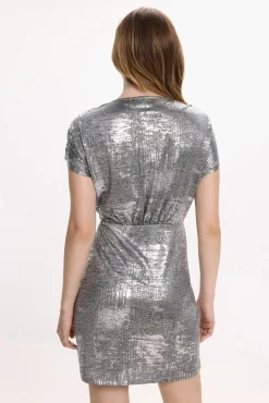 Vila Vestidos-Vestido curto metálico Cinzento