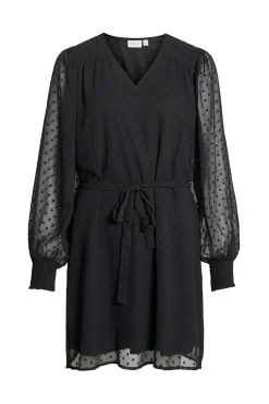 Vila Vestidos-Vestido curto plumeti Preto