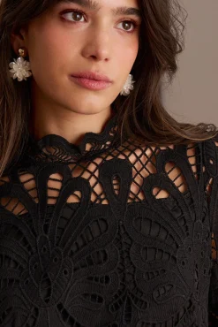 Polín Et Moi Vestidos-Vestido curto vazado Emma Preto