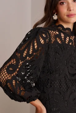 Polín Et Moi Vestidos-Vestido curto vazado Emma Preto