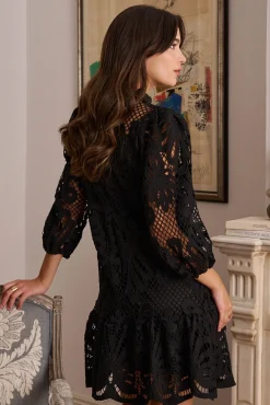 Polín Et Moi Vestidos-Vestido curto vazado Emma Preto