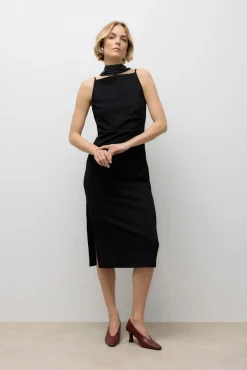 Vero Moda Vestidos-Vestido de alças midi Preto