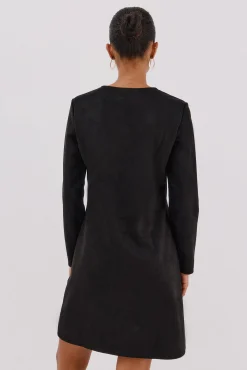 Cortefiel Vestidos-Vestido de camurça Preto