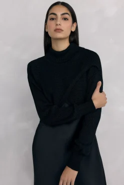 Pedro del Hierro Vestidos-Vestido de cetim combinado com top de malha lurex Preto