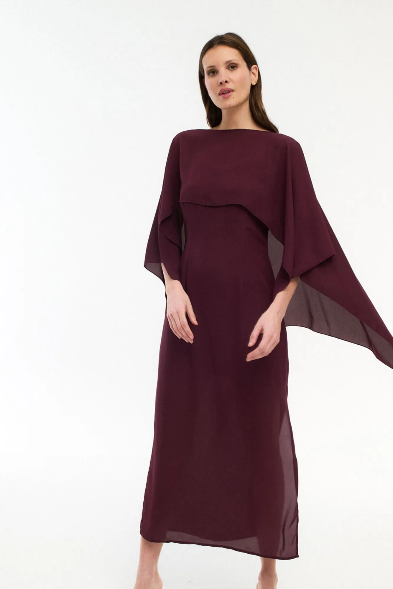 Vila Vestidos-Vestido de chiffon com capa Granada