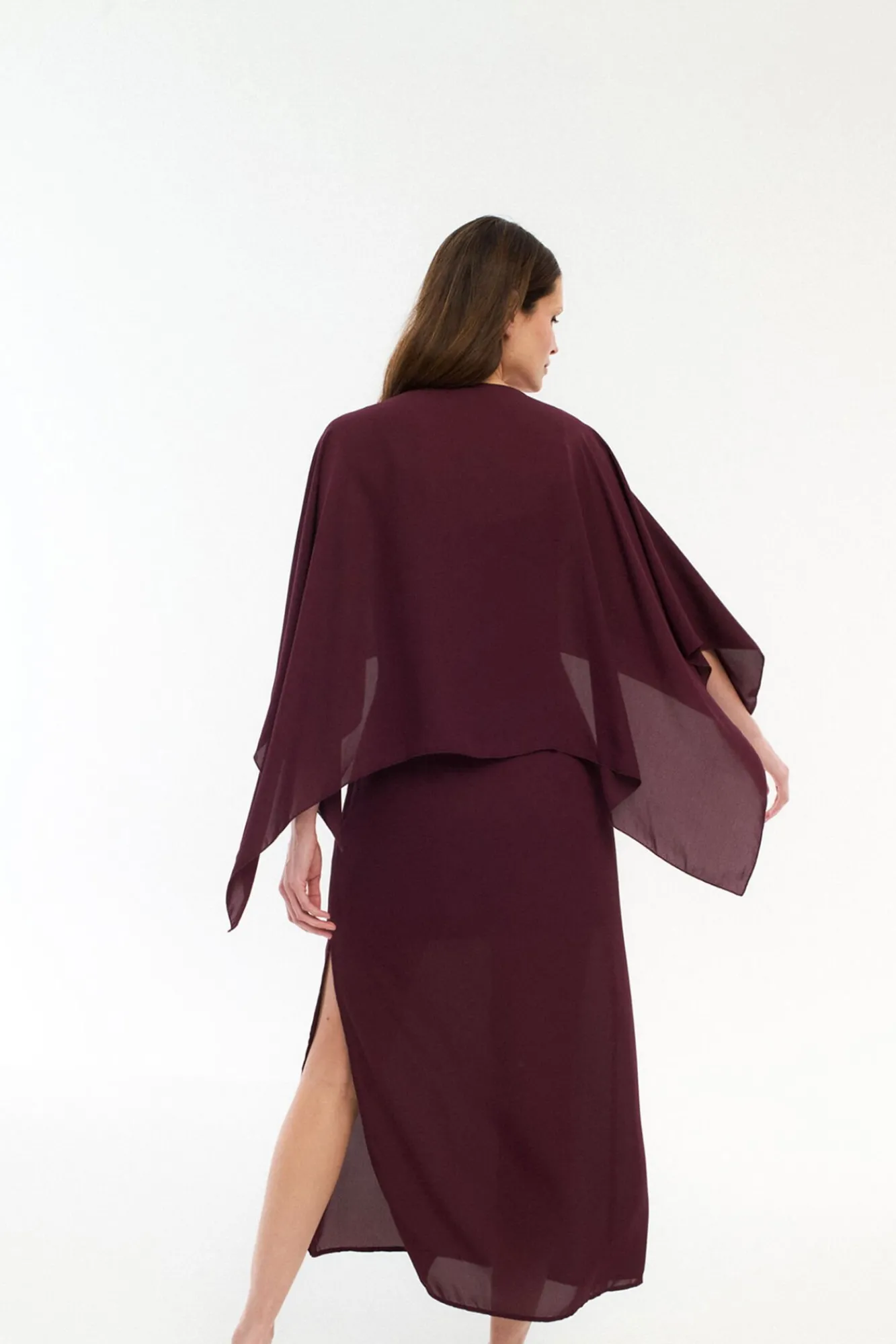 Vila Vestidos-Vestido de chiffon com capa Granada