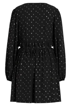 Vila Vestidos-Vestido de chiffon com lurex Preto