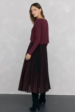 Pedro del Hierro Vestidos-Vestido de duas peças com glitter Bordeaux