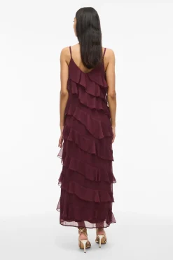 Vila Vestidos-Vestido de festa midi com babados Roxo