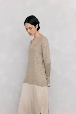 Pedro del Hierro Vestidos-Vestido de malha Beige