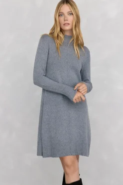 Pedro del Hierro Vestidos-Vestido de malha com costura central em lã Cizento