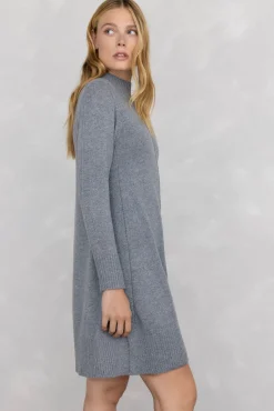 Pedro del Hierro Vestidos-Vestido de malha com costura central em lã Cizento