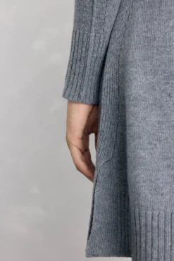 Pedro del Hierro Vestidos-Vestido de malha com costura central em lã Cizento