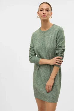 Vero Moda Vestidos-Vestido de malha com malha gola redonda Verde