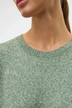 Vero Moda Vestidos-Vestido de malha com malha gola redonda Verde