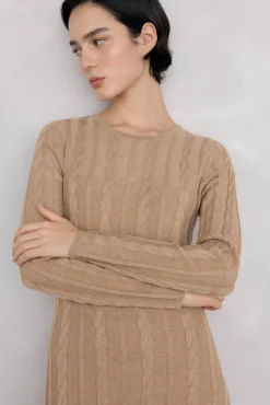 Pedro del Hierro Vestidos-Vestido de malha com oitos Beige