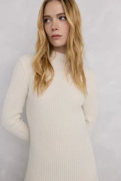 Pedro del Hierro Vestidos-Vestido de malha com pontos caídos Branco