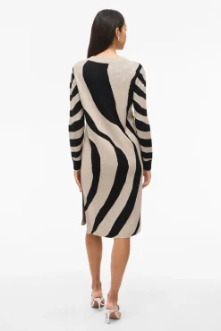 Vila Vestidos-Vestido de malha com viscose Tostado