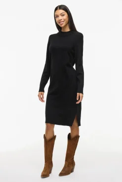 Vila Vestidos-Vestido de malha com viscose Preto