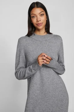 Vila Vestidos-Vestido de malha com viscose Cinzento