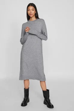 Vila Vestidos-Vestido de malha com viscose Cinzento