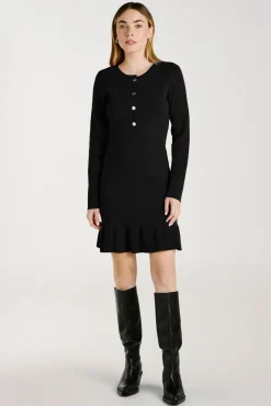 Vila Vestidos-Vestido de malha com viscose Preto