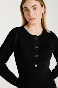 Vila Vestidos-Vestido de malha com viscose Preto