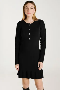 Vila Vestidos-Vestido de malha com viscose Preto