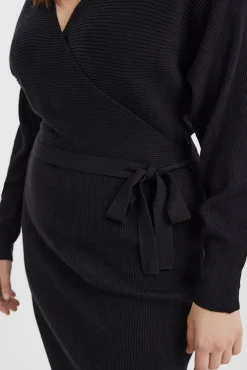 Vero Moda Curve Vestidos-Vestido de malha cruzado de tamanho grande Preto