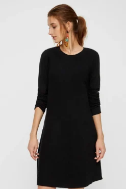 Vero Moda Vestidos-Vestido de malha de gola redonda Preto