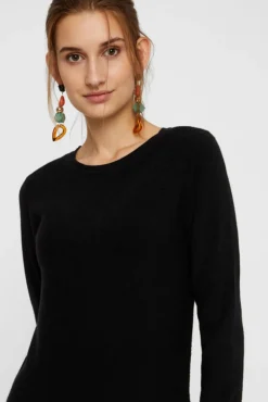 Vero Moda Vestidos-Vestido de malha de gola redonda Preto