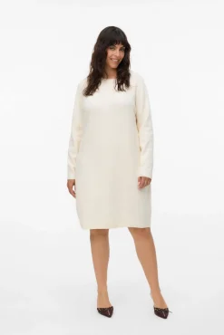 Vero Moda Curve Vestidos-Vestido de malha manga plus size Tostado